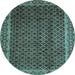 Round Southwestern Light Blue Country Rug, abs300lblu