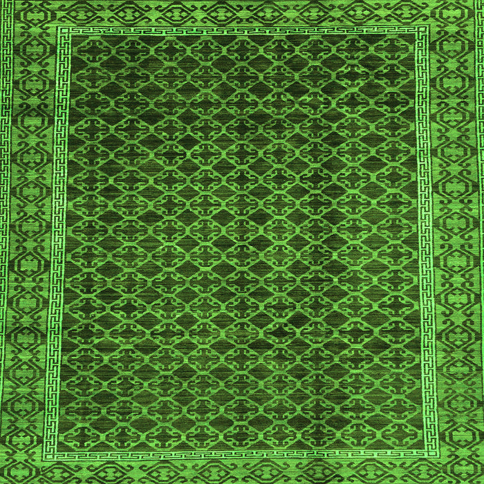 Square Machine Washable Southwestern Green Country Area Rugs, wshabs300grn
