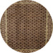 Round Machine Washable Abstract Bakers Brown Rug, wshabs300