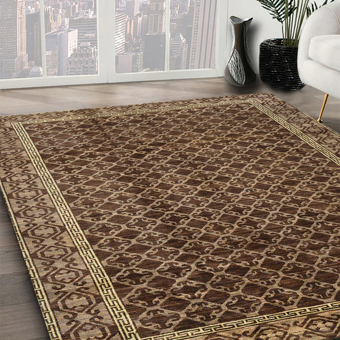 Machine Washable Abstract Bakers Brown Rug in a Family Room, wshabs300