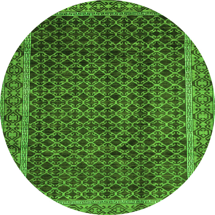 Round Machine Washable Southwestern Green Country Area Rugs, wshabs300grn