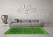 Machine Washable Southwestern Green Country Area Rugs in a Living Room,, wshabs300grn