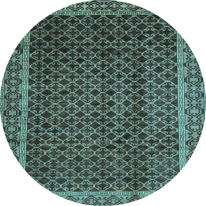 Round Machine Washable Southwestern Light Blue Country Rug, wshabs300lblu