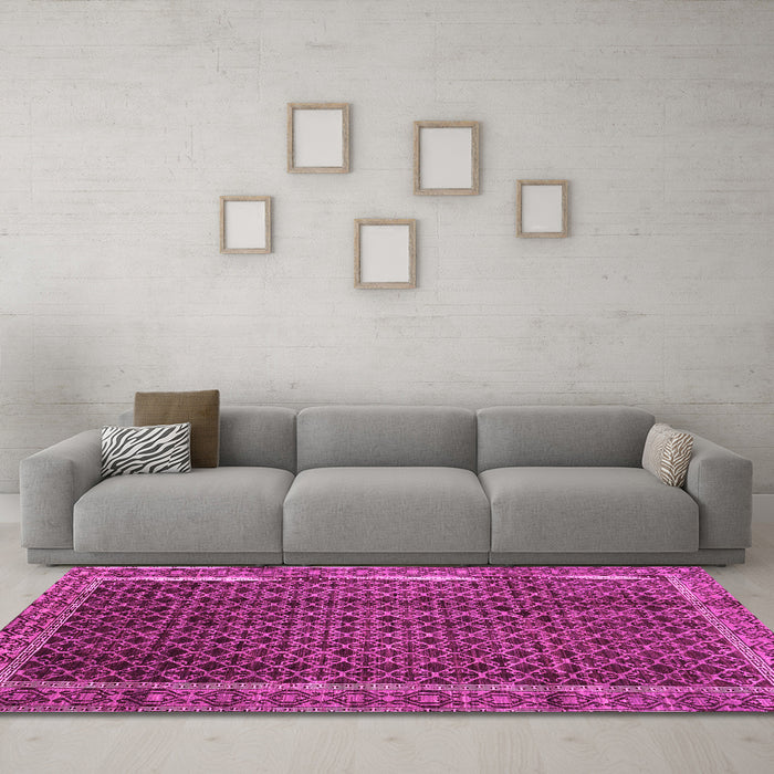 Machine Washable Southwestern Pink Country Rug in a Living Room, wshabs300pnk