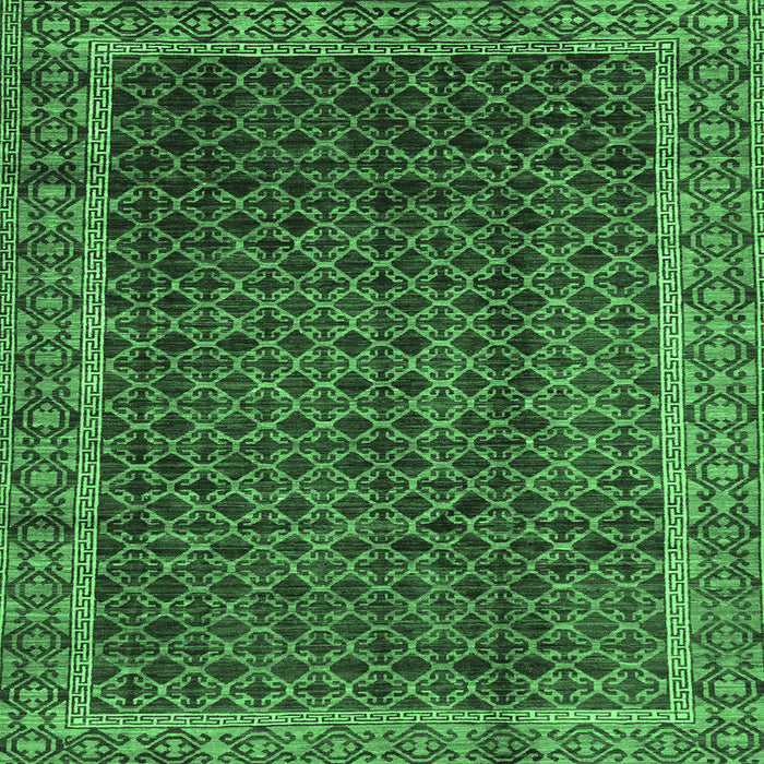 Square Machine Washable Southwestern Emerald Green Country Area Rugs, wshabs300emgrn