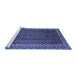 Sideview of Machine Washable Southwestern Blue Country Rug, wshabs300blu