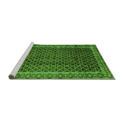 Sideview of Machine Washable Southwestern Green Country Area Rugs, wshabs300grn