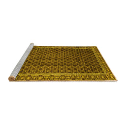Sideview of Machine Washable Southwestern Yellow Country Rug, wshabs300yw
