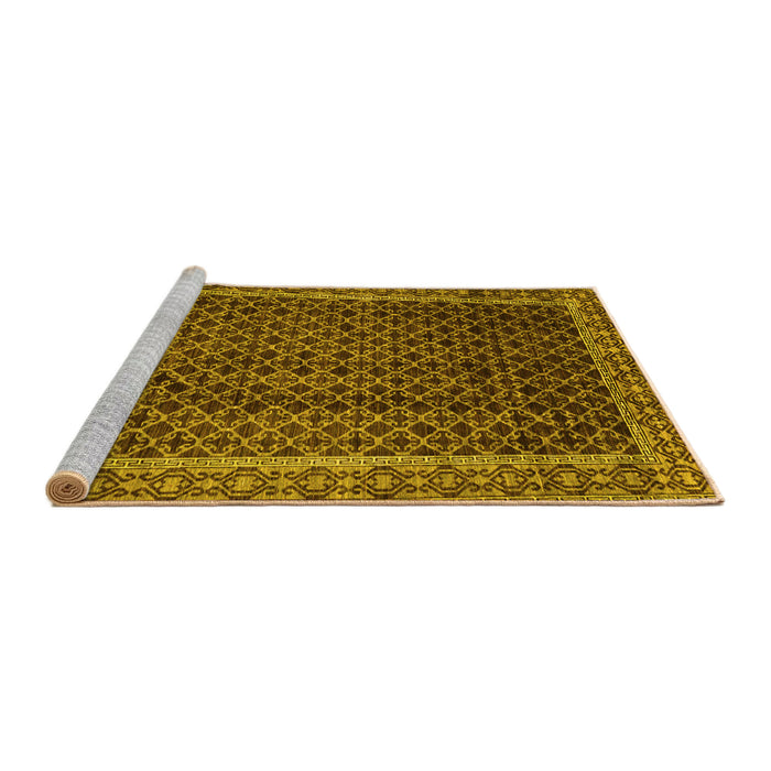 Sideview of Machine Washable Southwestern Yellow Country Rug, wshabs300yw