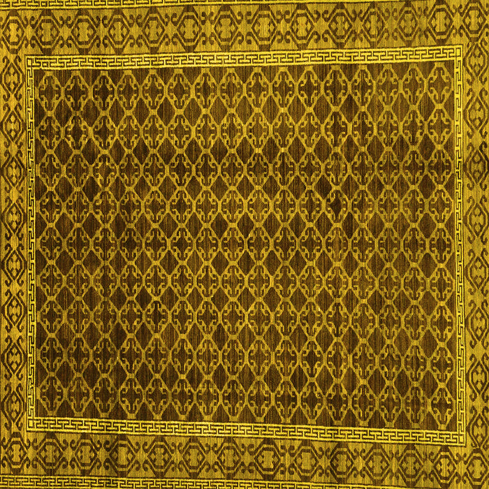 Square Machine Washable Southwestern Yellow Country Rug, wshabs300yw