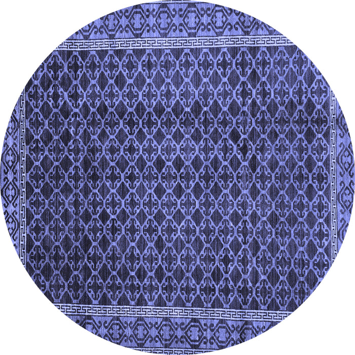 Round Machine Washable Southwestern Blue Country Rug, wshabs300blu