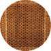 Round Machine Washable Southwestern Orange Country Area Rugs, wshabs300org