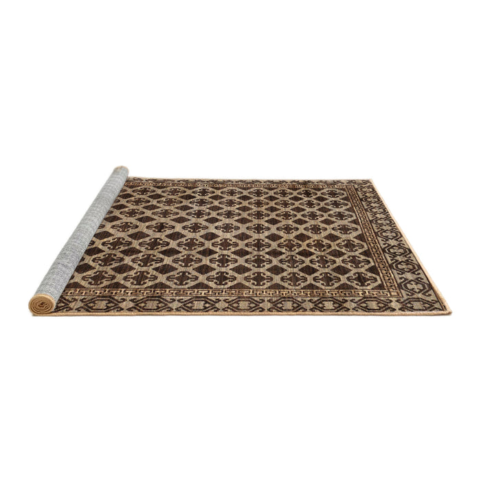 Sideview of Machine Washable Abstract Bakers Brown Rug, wshabs301