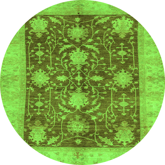 Round Abstract Green Modern Rug, abs3010grn