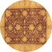 Round Abstract Brown Modern Rug, abs3010brn