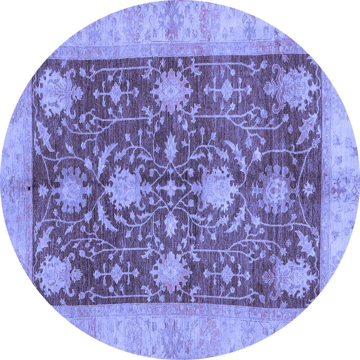 Round Machine Washable Abstract Blue Modern Rug, wshabs3010blu
