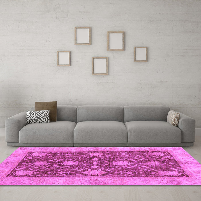 Machine Washable Abstract Purple Modern Area Rugs in a Living Room, wshabs3010pur