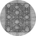 Round Machine Washable Abstract Gray Modern Rug, wshabs3010gry