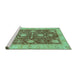 Sideview of Machine Washable Abstract Turquoise Modern Area Rugs, wshabs3010turq