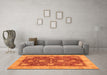 Machine Washable Abstract Orange Modern Area Rugs in a Living Room, wshabs3010org