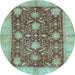 Round Machine Washable Abstract Light Blue Modern Rug, wshabs3010lblu