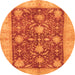 Round Abstract Orange Modern Rug, abs3010org