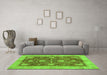 Machine Washable Abstract Green Modern Area Rugs in a Living Room,, wshabs3010grn