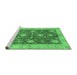 Sideview of Machine Washable Abstract Emerald Green Modern Area Rugs, wshabs3010emgrn