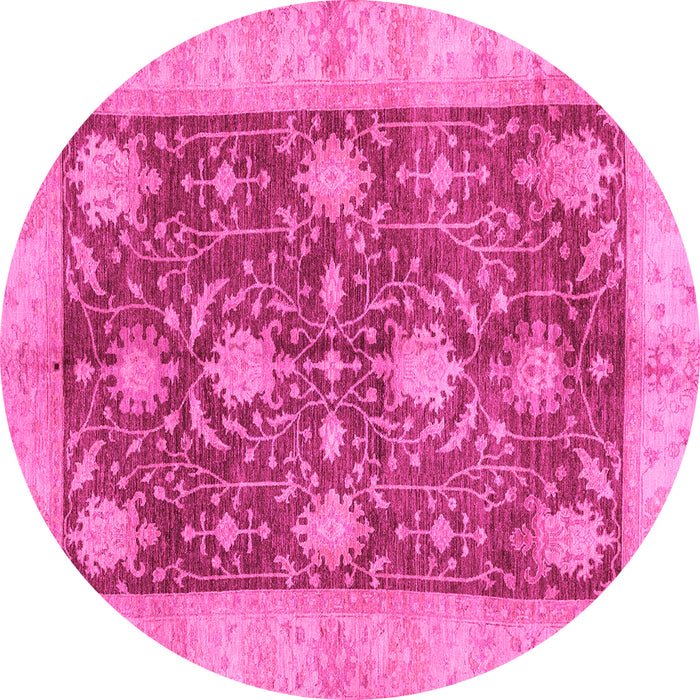 Round Machine Washable Abstract Pink Modern Rug, wshabs3010pnk
