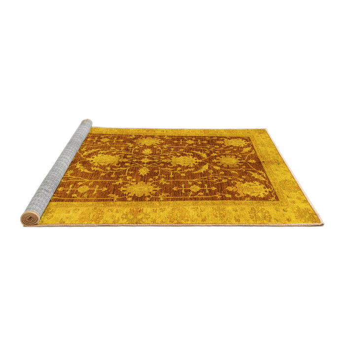 Sideview of Machine Washable Abstract Yellow Modern Rug, wshabs3010yw