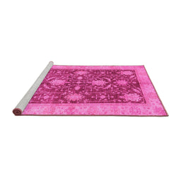 Sideview of Machine Washable Abstract Pink Modern Rug, wshabs3010pnk