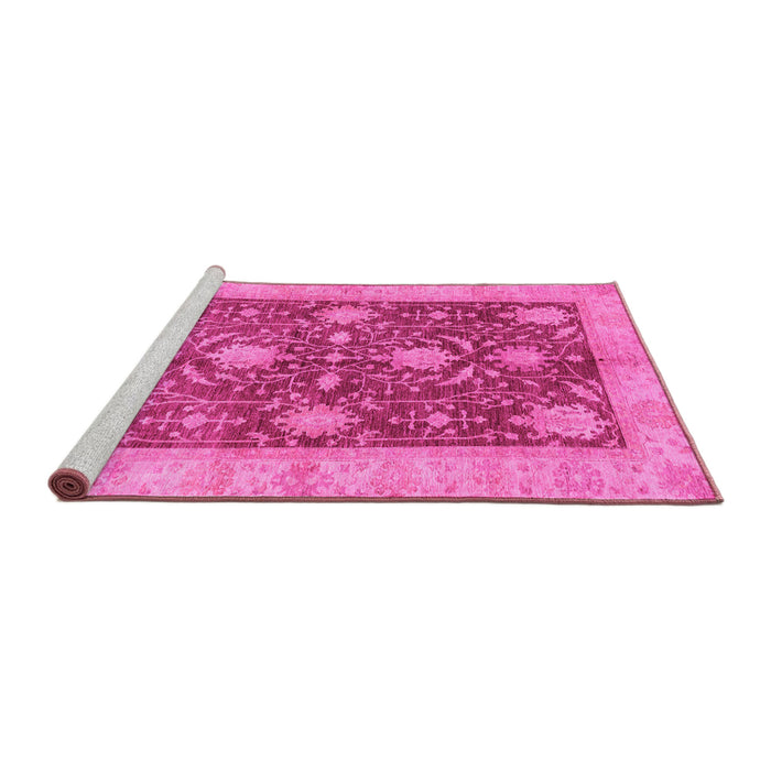 Sideview of Machine Washable Abstract Pink Modern Rug, wshabs3010pnk
