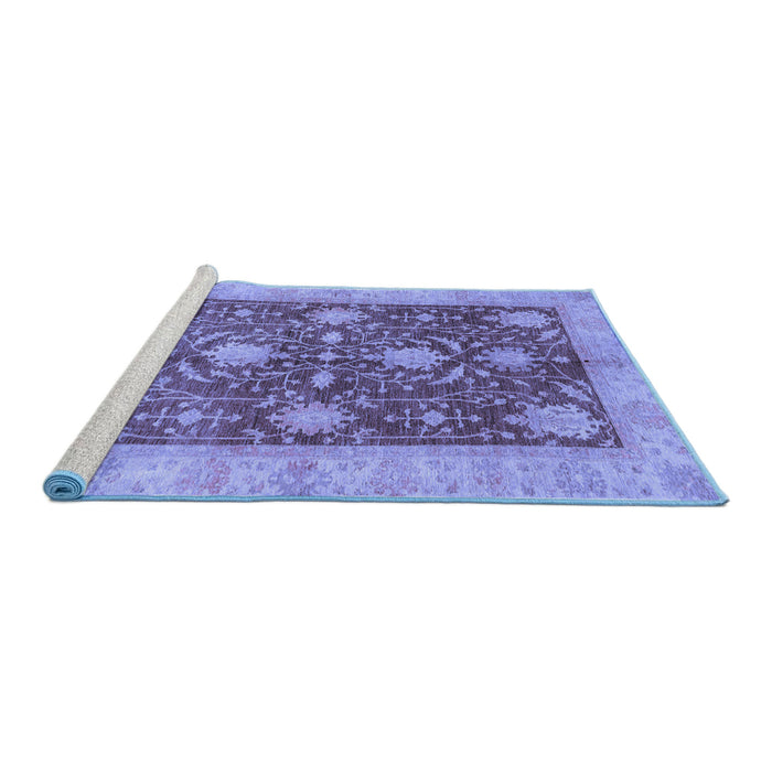 Sideview of Machine Washable Abstract Blue Modern Rug, wshabs3010blu