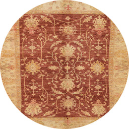 Round Machine Washable Abstract Orange Rug, wshabs3010