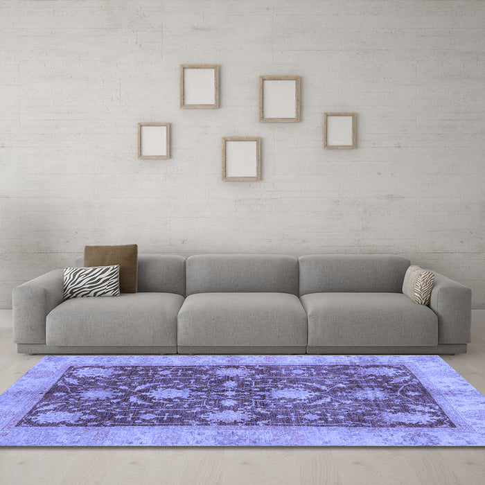 Machine Washable Abstract Blue Modern Rug in a Living Room, wshabs3010blu
