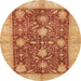 Round Abstract Orange Modern Rug, abs3010