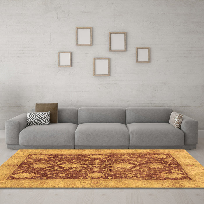 Machine Washable Abstract Brown Modern Rug in a Living Room,, wshabs3010brn