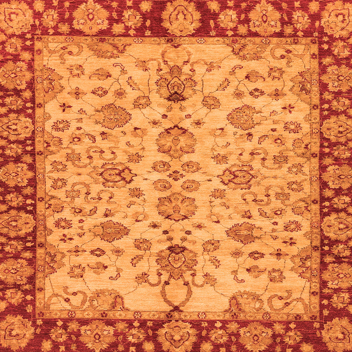 Square Machine Washable Oriental Orange Traditional Area Rugs, wshabs3011org