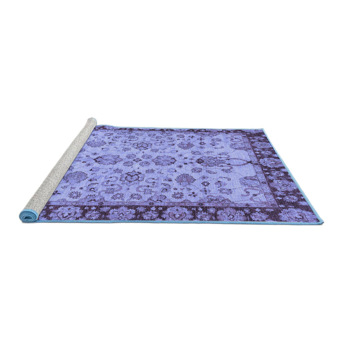 Sideview of Machine Washable Oriental Blue Traditional Rug, wshabs3011blu