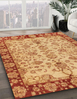 Abstract Orange Oriental Rug in Family Room, abs3011