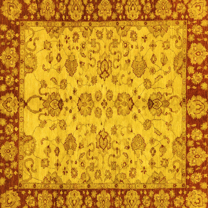 Square Machine Washable Oriental Yellow Traditional Rug, wshabs3011yw