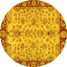 Round Oriental Yellow Traditional Rug, abs3011yw