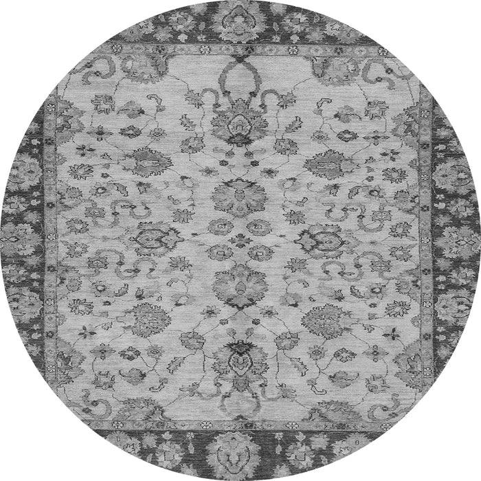 Round Machine Washable Oriental Gray Traditional Rug, wshabs3011gry