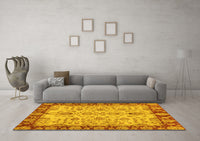 Machine Washable Oriental Yellow Traditional Rug, wshabs3011yw