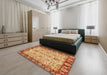 Machine Washable Abstract Orange Rug in a Bedroom, wshabs3011