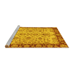 Sideview of Machine Washable Oriental Yellow Traditional Rug, wshabs3011yw