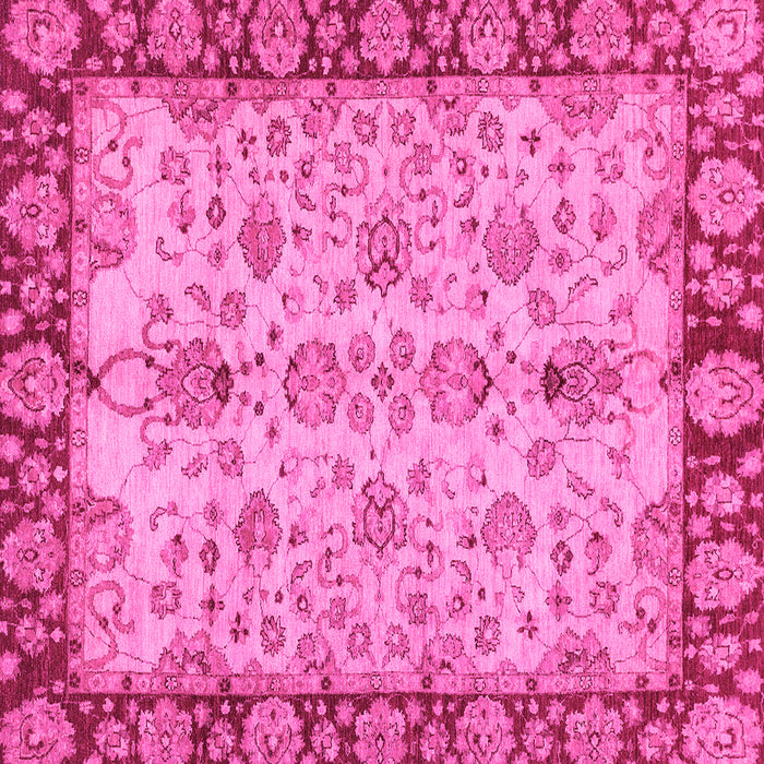 Square Machine Washable Oriental Pink Traditional Rug, wshabs3011pnk