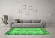 Machine Washable Oriental Emerald Green Traditional Area Rugs in a Living Room,, wshabs3011emgrn