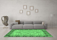 Machine Washable Oriental Emerald Green Traditional Rug, wshabs3011emgrn