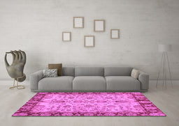 Machine Washable Oriental Purple Traditional Area Rugs in a Living Room, wshabs3011pur